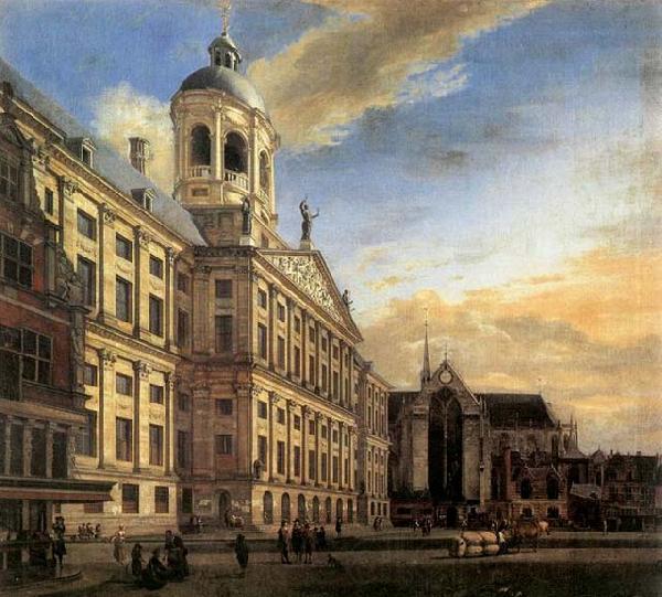 HEYDEN, Jan van der Amsterdam, Dam Square with the Town Hall and the Nieuwe Kerk Spain oil painting art